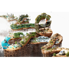 创意建筑脚手架立体图案