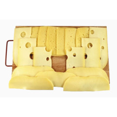 砧板上的大块奶酪片