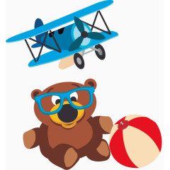 孩子玩具飞机小熊海报