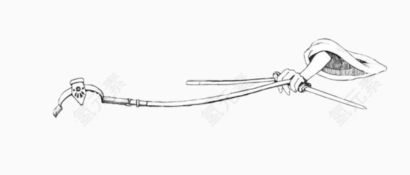 铅笔画手拿刀素材