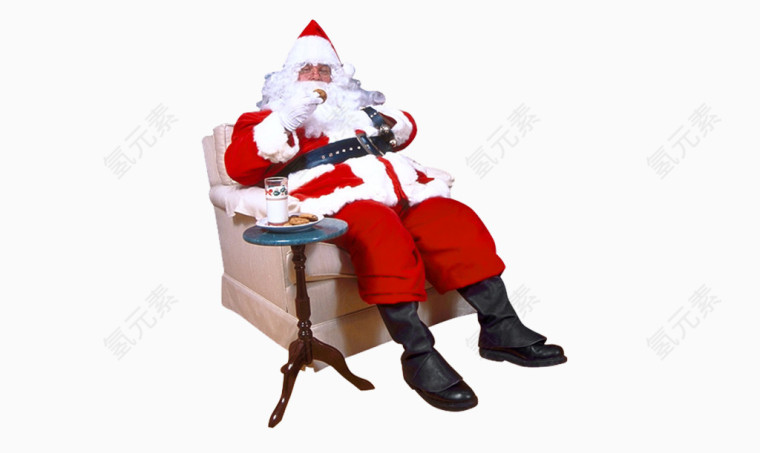 圣诞节圣诞老人喝咖啡