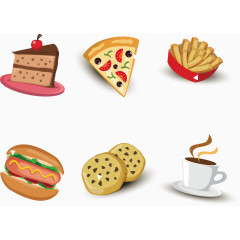 矢量甜点小食咖啡手绘