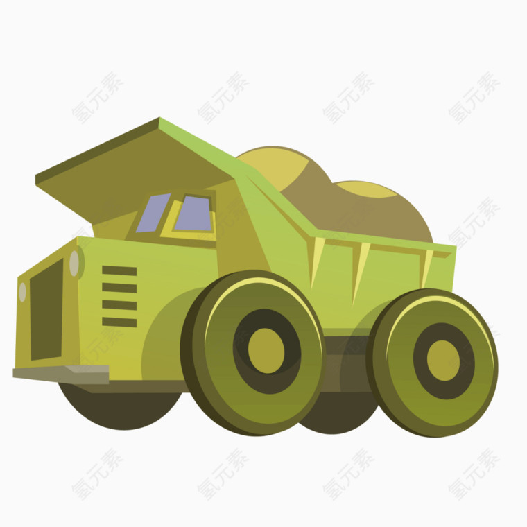 绿色质感扁平工程车
