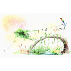 河流小树图片素材