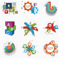 矢量几何ppt图表