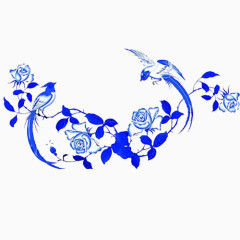 青花瓷鸟花
