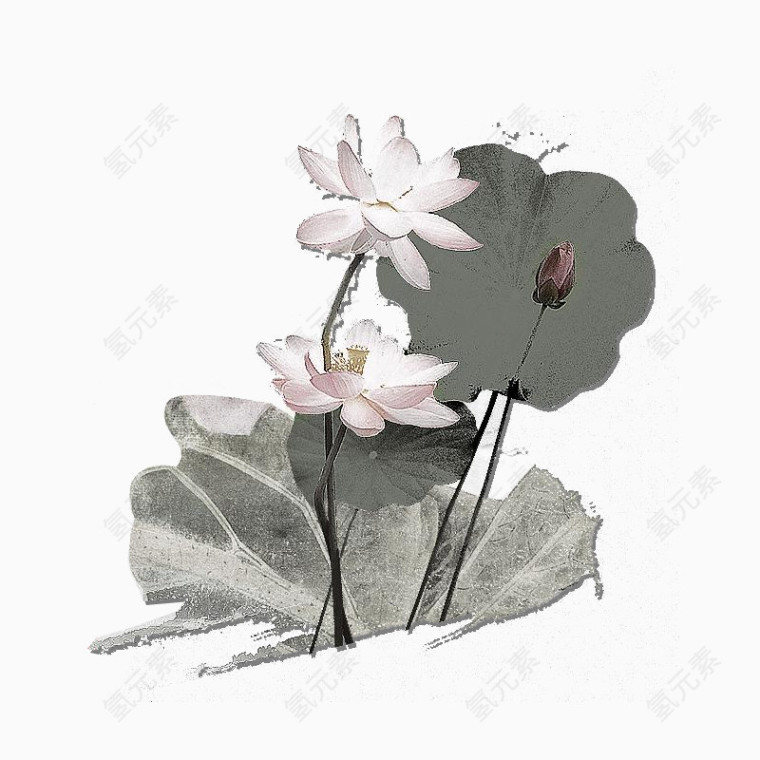 水墨荷花氛围图