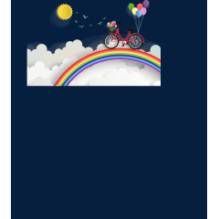彩虹天空上的单车矢量素材