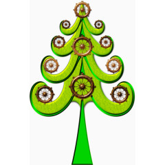 卡通手绘绿色圣诞树装扮