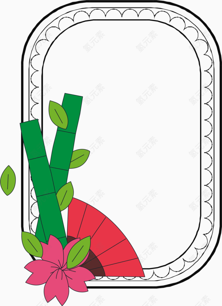 复古矢量日式边框