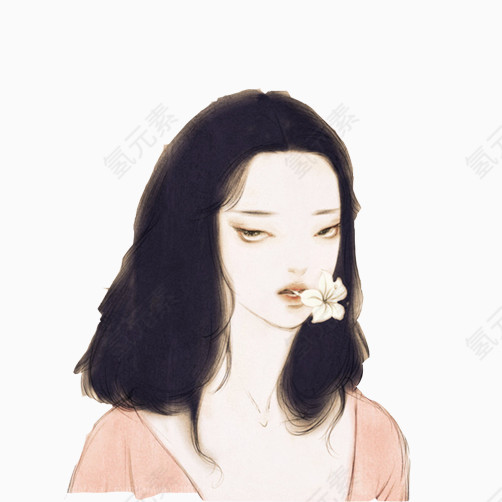 古风女性人物色彩画