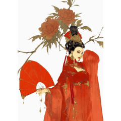 红色古装舞蹈女字