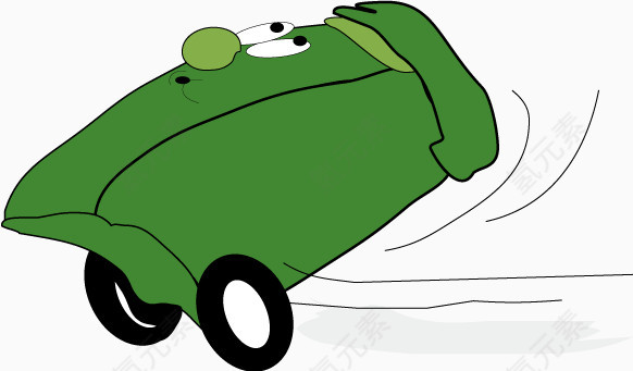 卡通可爱绿色垃圾箱矢量