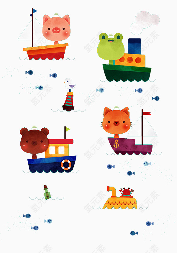 水彩动物促销卡片