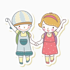 手拉手的快乐情侣