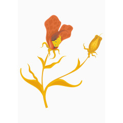 矢量红色罂粟花花卉装饰