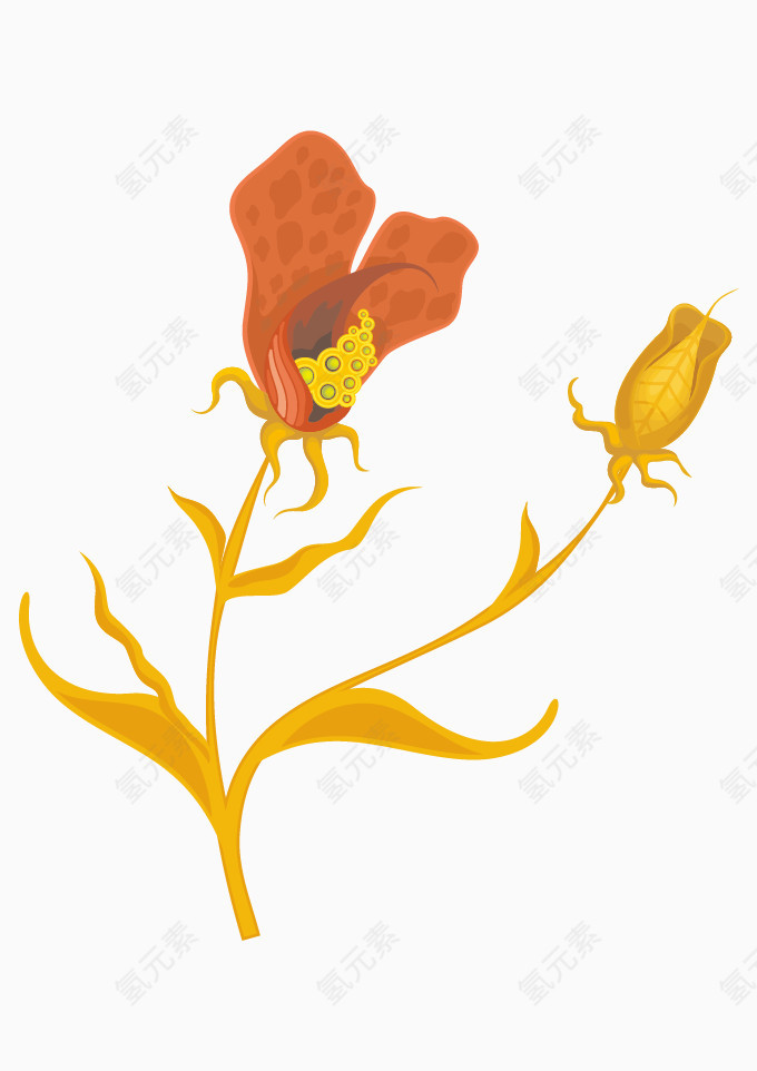 矢量红色罂粟花花卉装饰