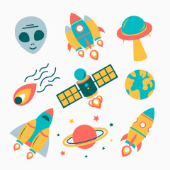 扁平化航空火箭矢量下载