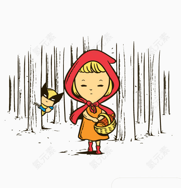 扁平化卡通小红帽