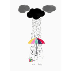 乌云下的兔子夫妇