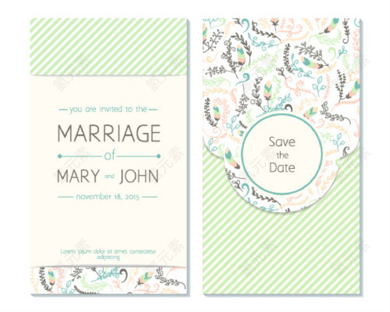 绿色邀请函矢量