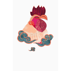 红色中国风大气大公鸡装饰图案