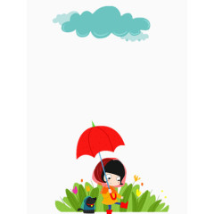 打伞的小女孩卡通