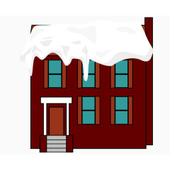 矢量红色烟筒房子建筑屋顶积雪