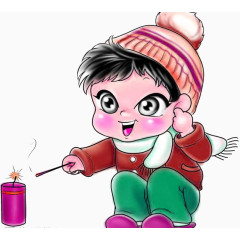 放鞭炮的小孩