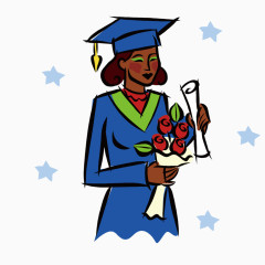 拿鲜花的的毕业女孩