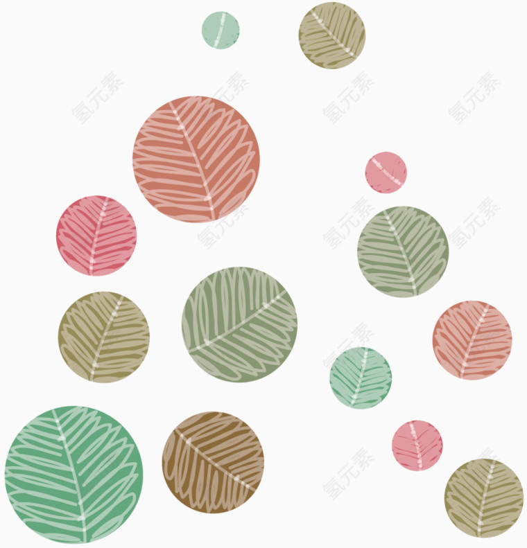 彩色圆形树叶花纹漂浮素材