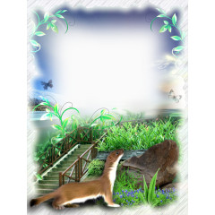 紫色阶梯青草边框