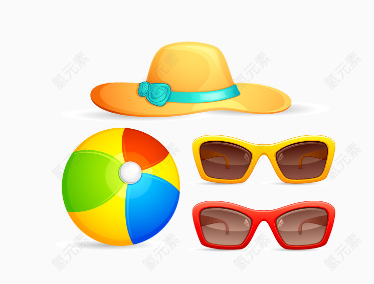 海滩旅游矢量元素