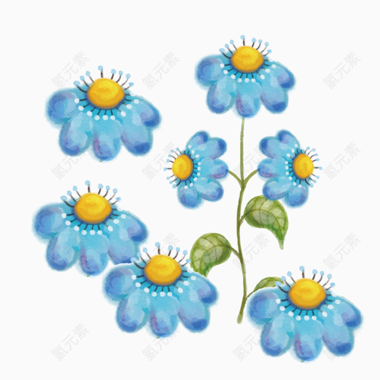 蓝星花卡通矢量素材