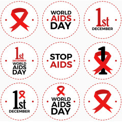 圆形白色艾滋病日图标