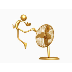 风扇和金色小人