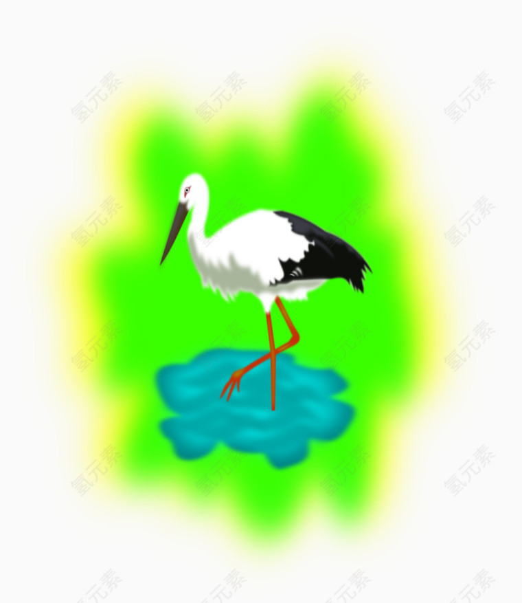 彩绘仙鹤
