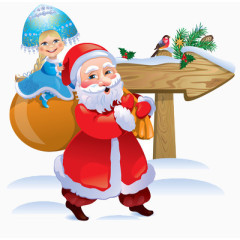 卡通版的圣诞老人背着礼物