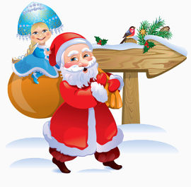 卡通版的圣诞老人背着礼物