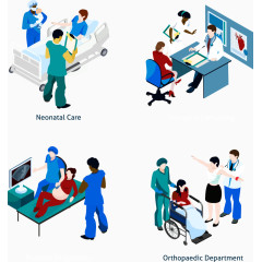 矢量医院四格场景