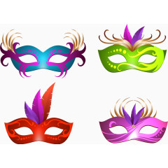四张彩色派对面罩