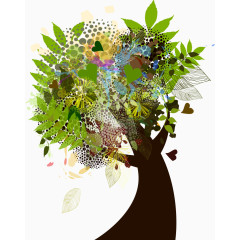 花团锦簇的矢量树