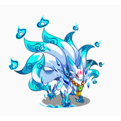 蓝白色九尾狐图片素材