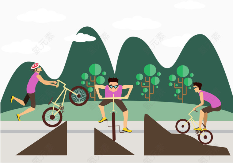 骑自行车竞技矢量扁平素材