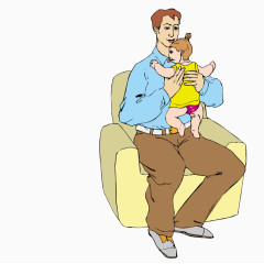 坐在沙发上抱着孩子爸爸