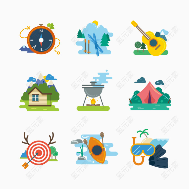 精美旅游主题图标元素