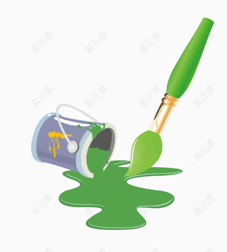 矢量绿色油画笔