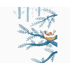 冬日树枝上的小鸟