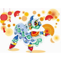 矢量图舞狮闹元宵