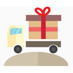 矢量插画扁平快递卡车送礼